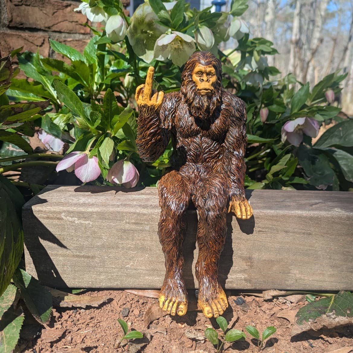 Bigfoot 'The Rude' Sasquatch Statue 10 inch H Shelf Sitter