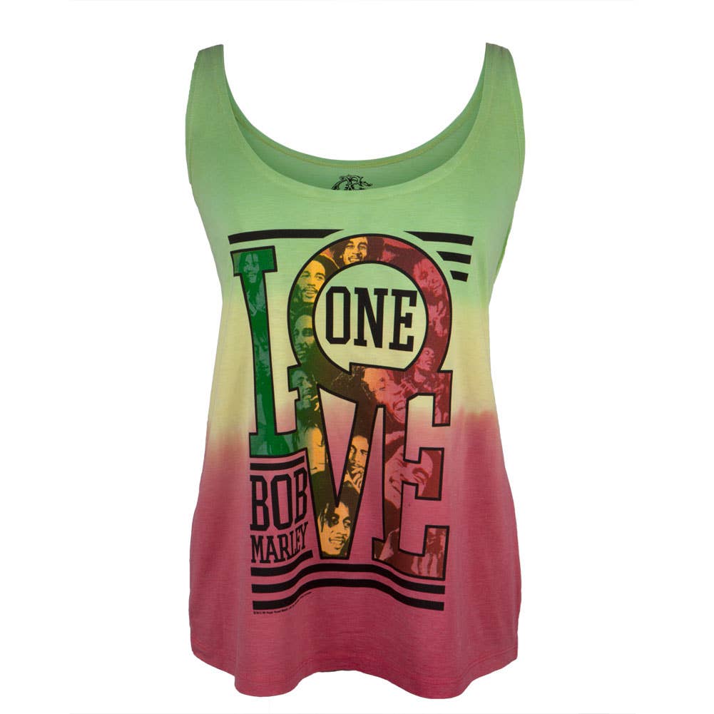 Bob Marley - One Love Collage Juniors Tie Dye Tank Top