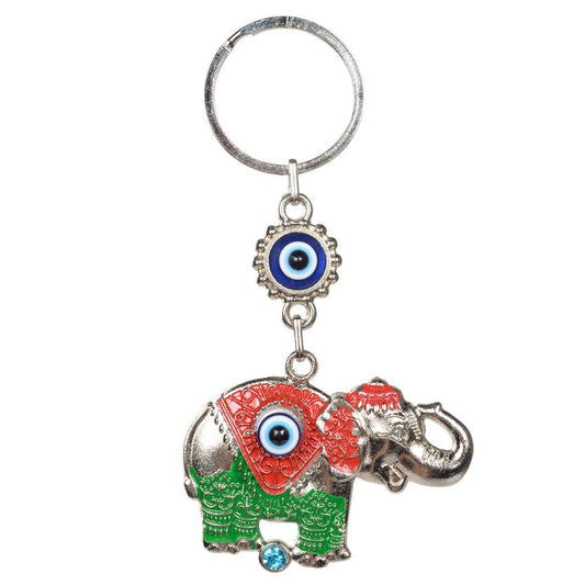 Red Green Elephant Evil Eye Keychain