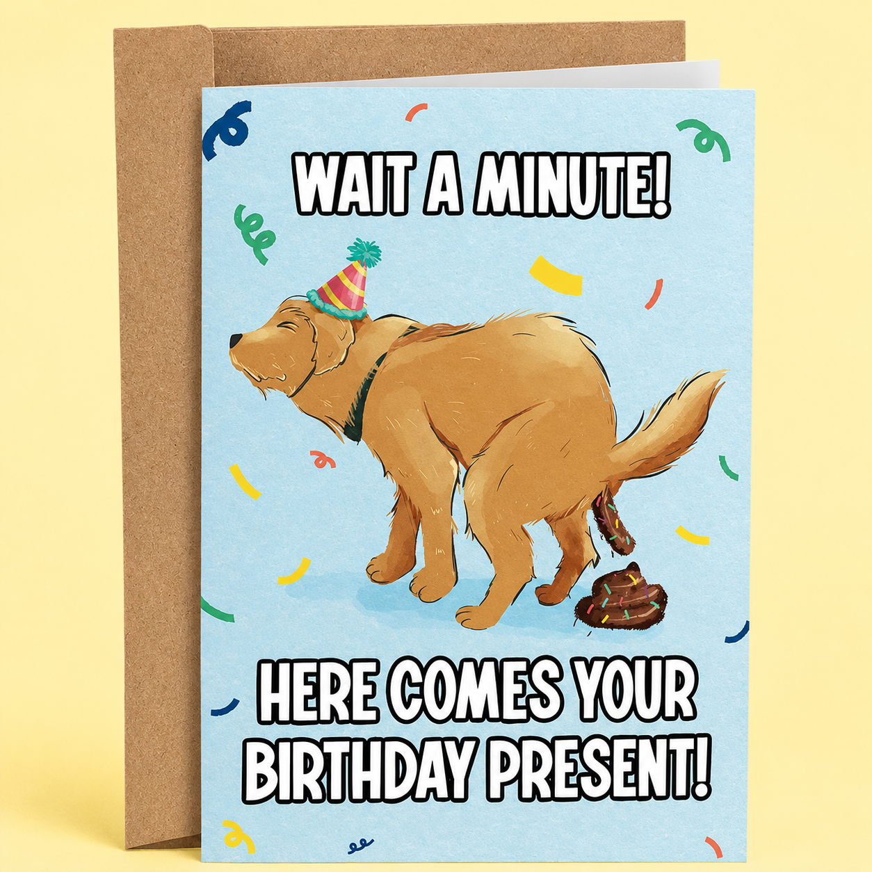 Here Comes Your Birthday Present Pooping Dog | Funny Birthday Card