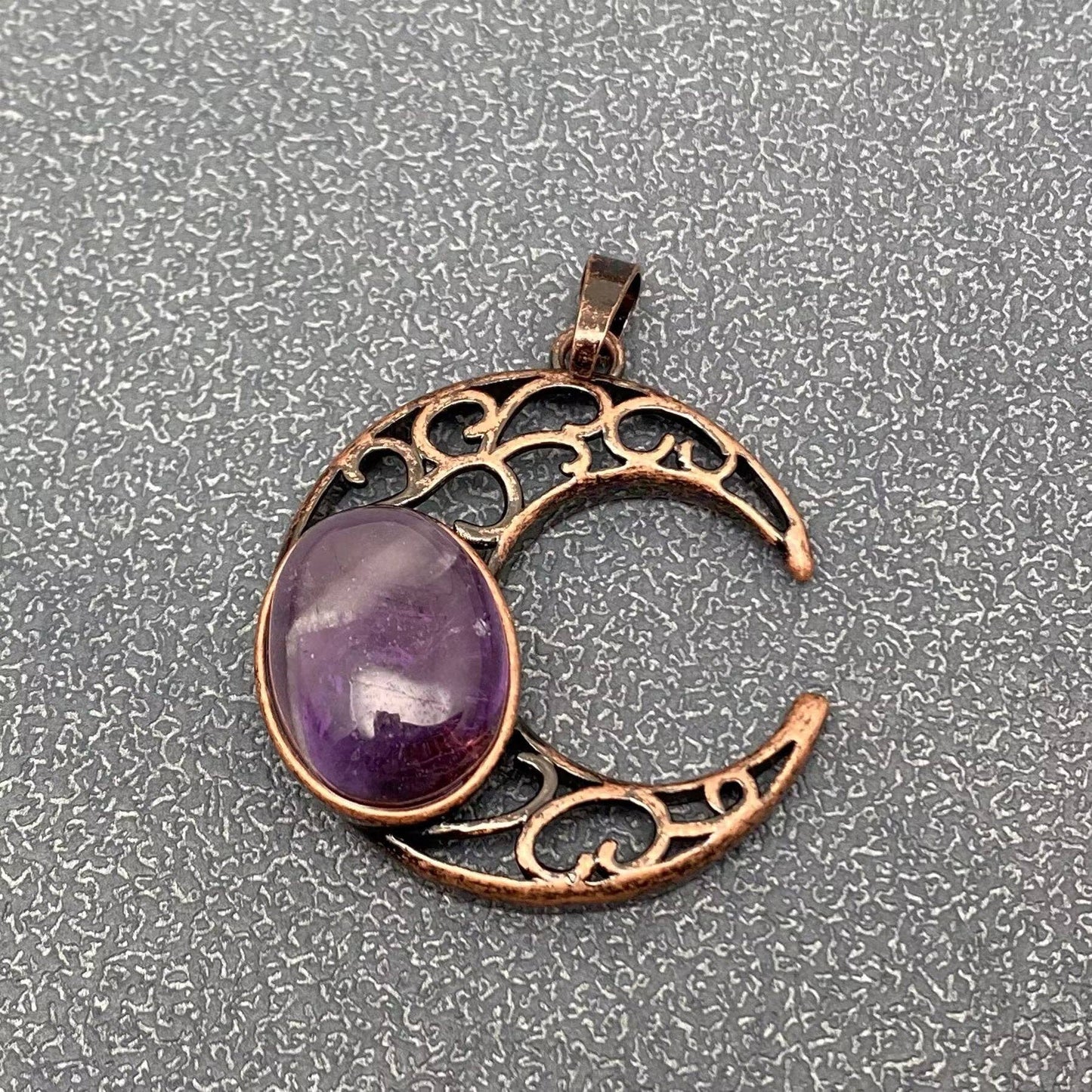 Natural Stone Hollow Moon Charm (Single Pendant) - CS/MS