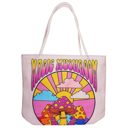 Magic Mushroom Techno Jute Tote Bag