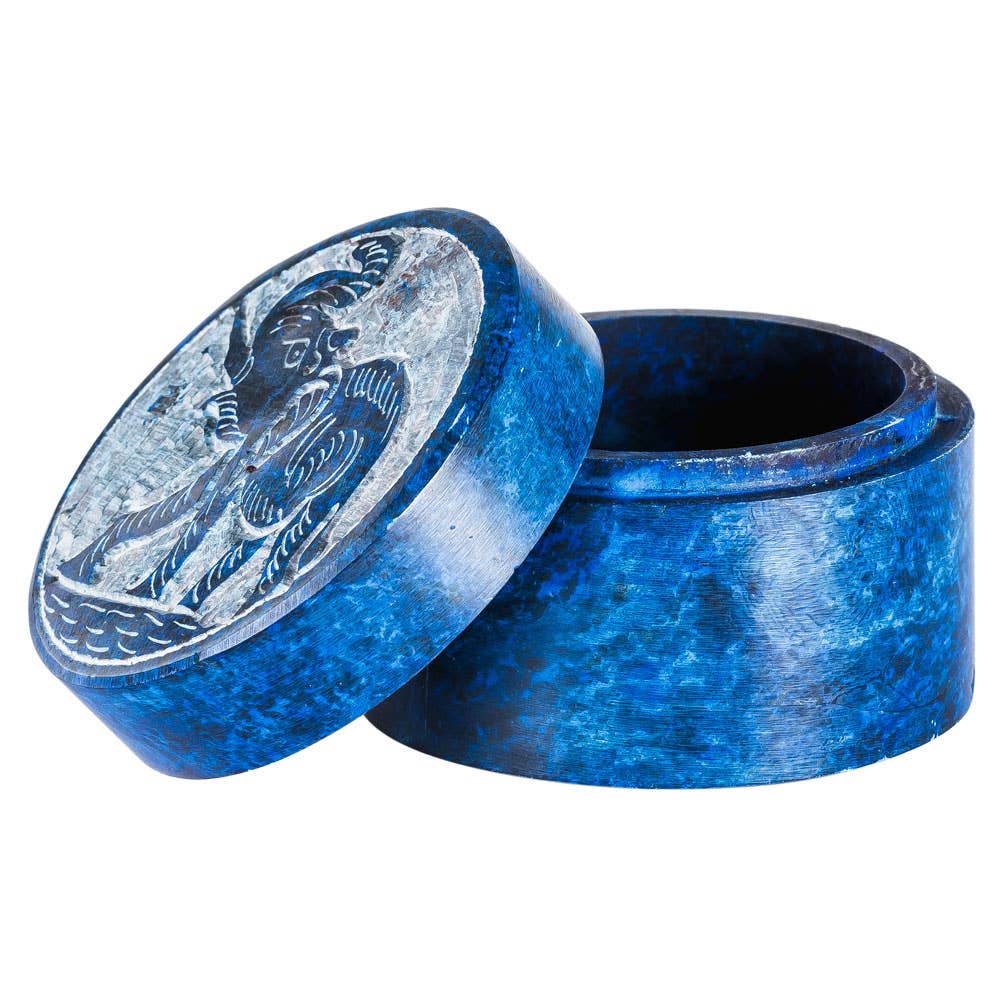 ELEPHANT 2" ROUND SOAPSTONE BOX