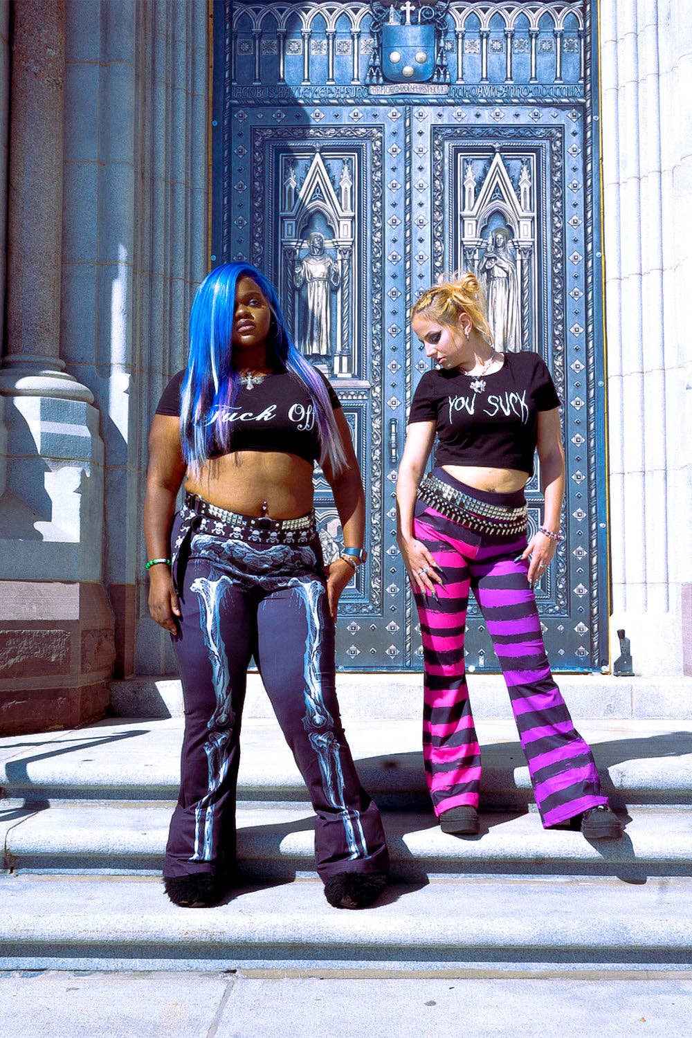 Pastel Goth Striped Flares