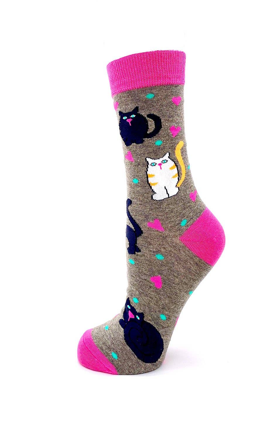 Sock with cat designs on a white background