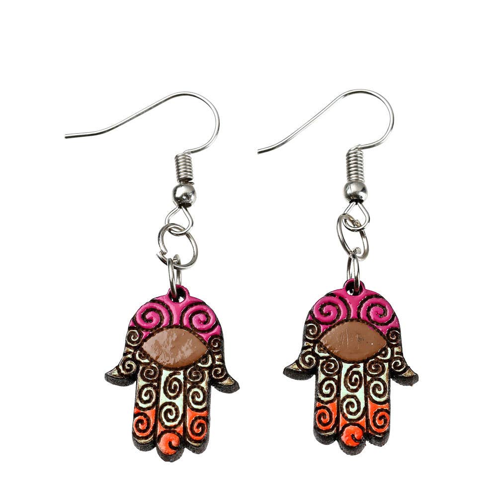 ASSORTED WOOD HAMSA EARRINGS