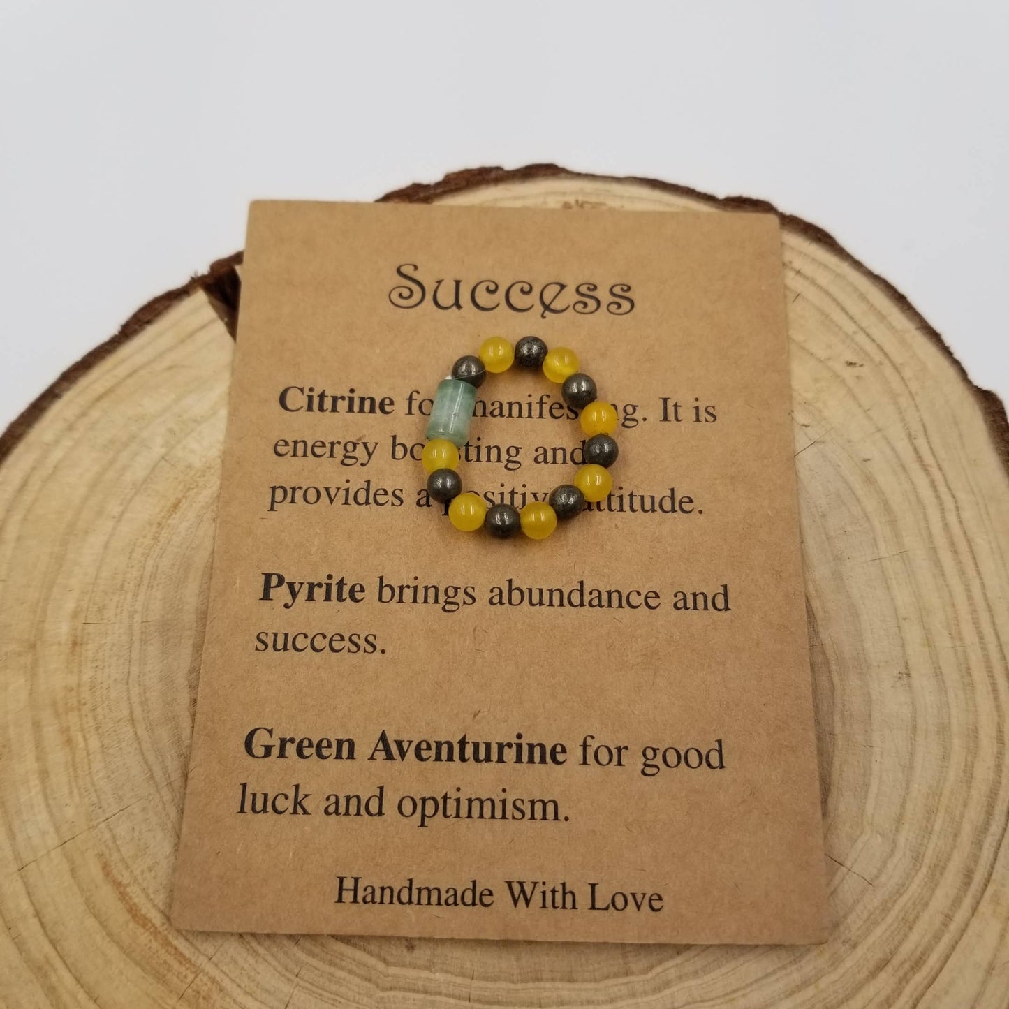 Natural Stone Bead Chakra Ring With Card