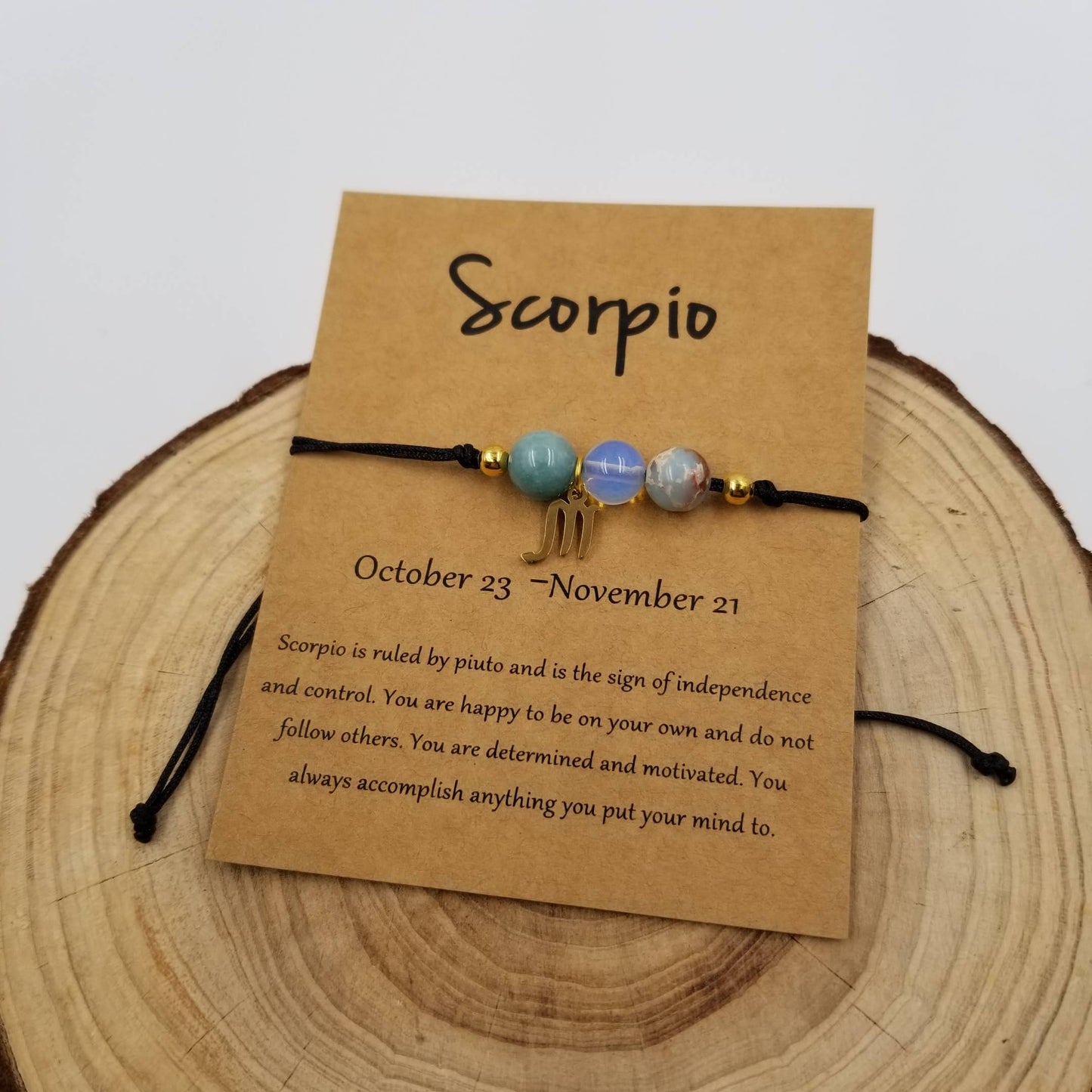 Natural Stone Chakra Bead Constellation Bracelet with Card