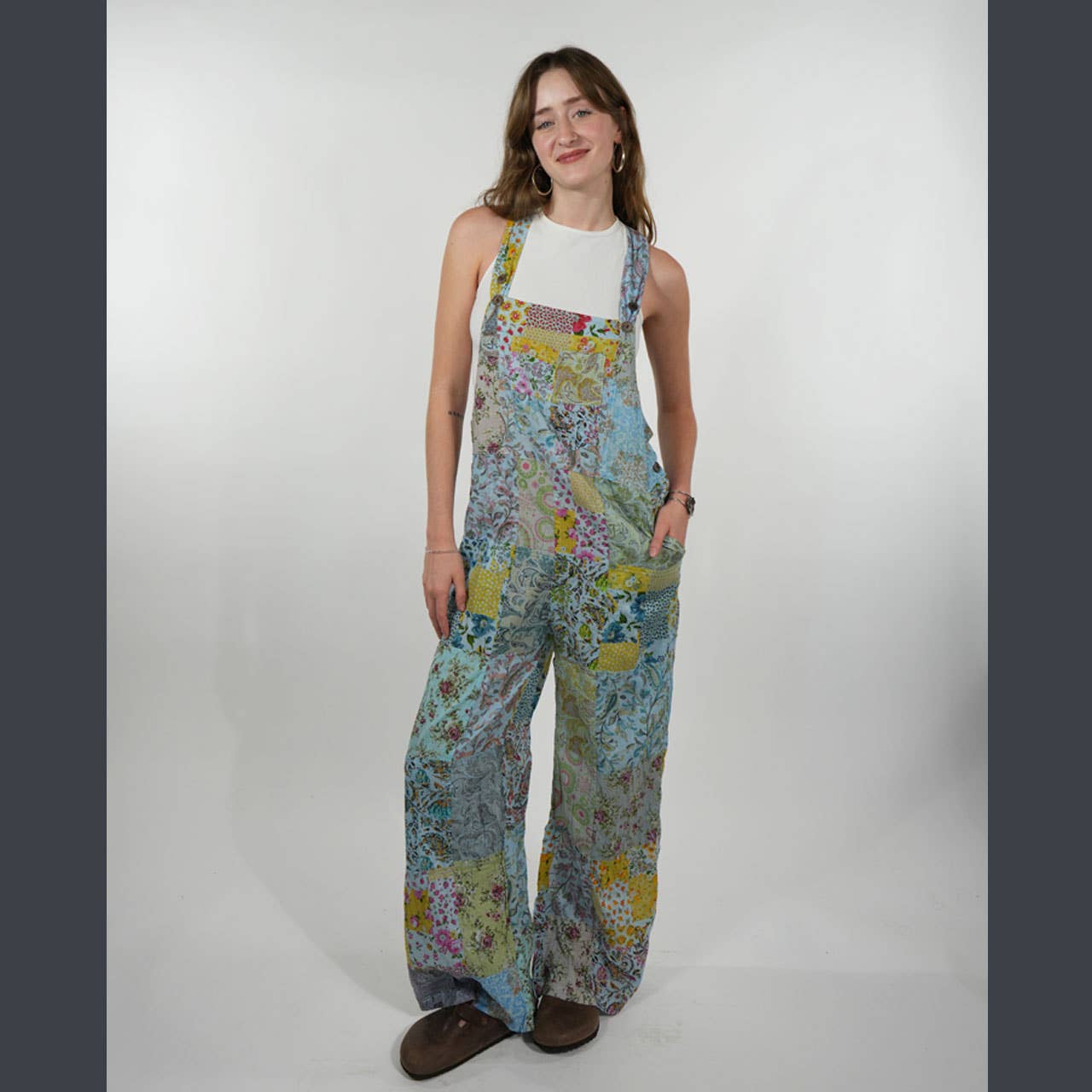 Hippie Boho Cotton Floral Patchwork Overall