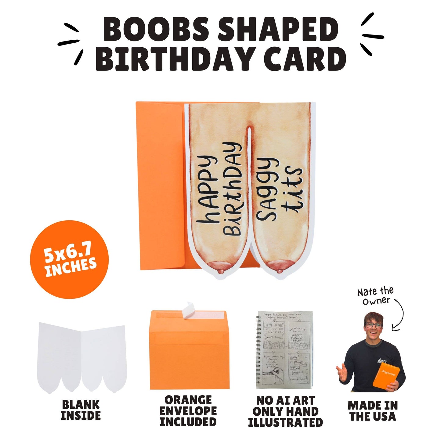 Saggy Tits | Funny Die Cut Birthday Card