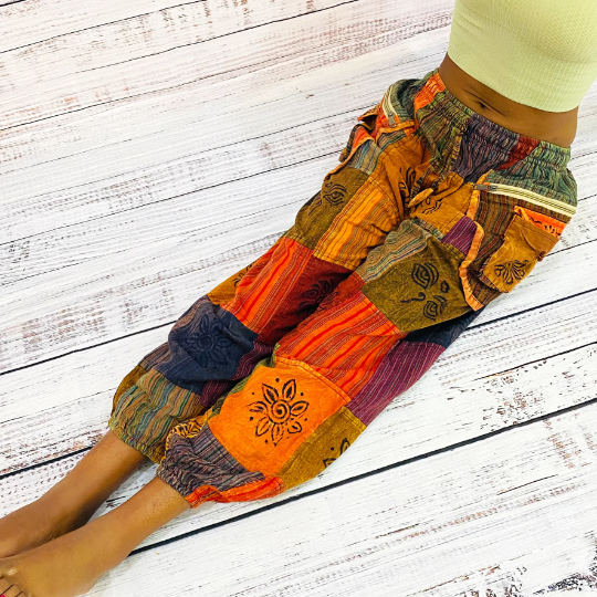 Patchwork Cotton Pants with Multi Pocket (P45-A2E)
