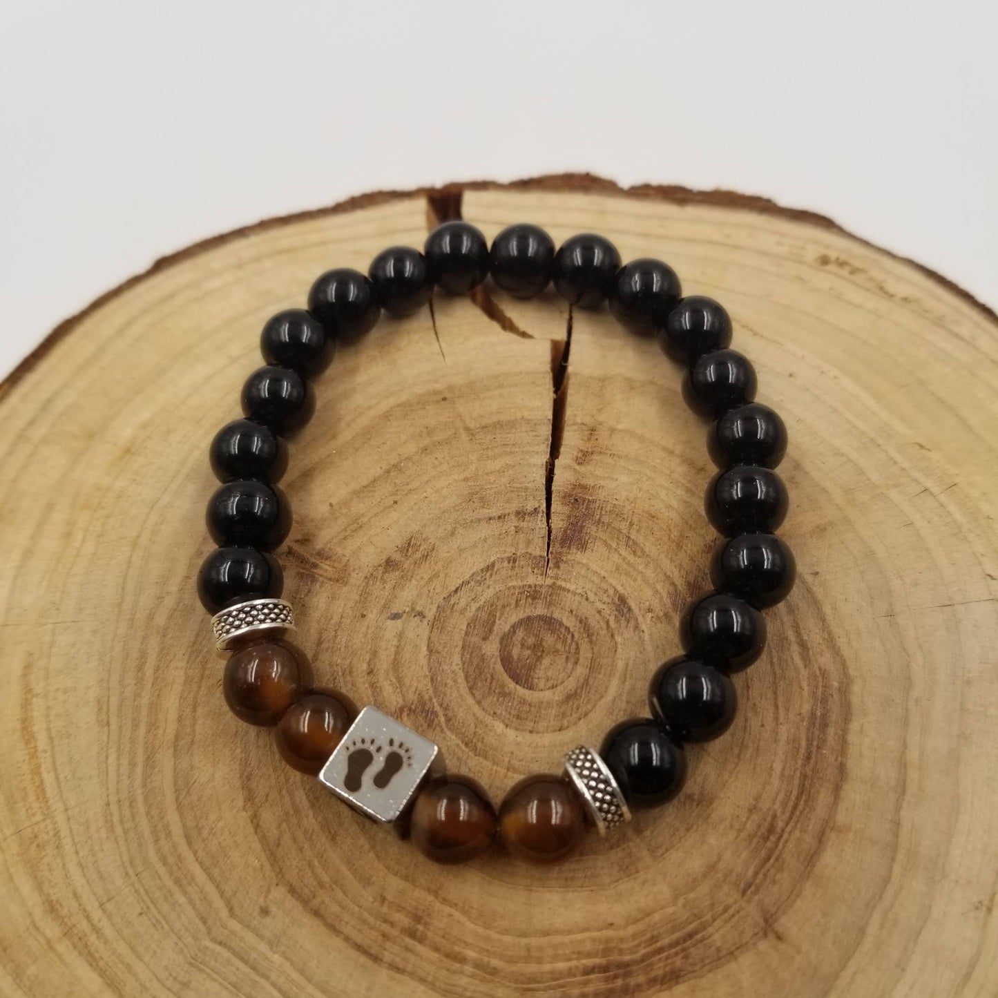 Natural Tiger Eye Stone Obsidian Bracelet Father's Day