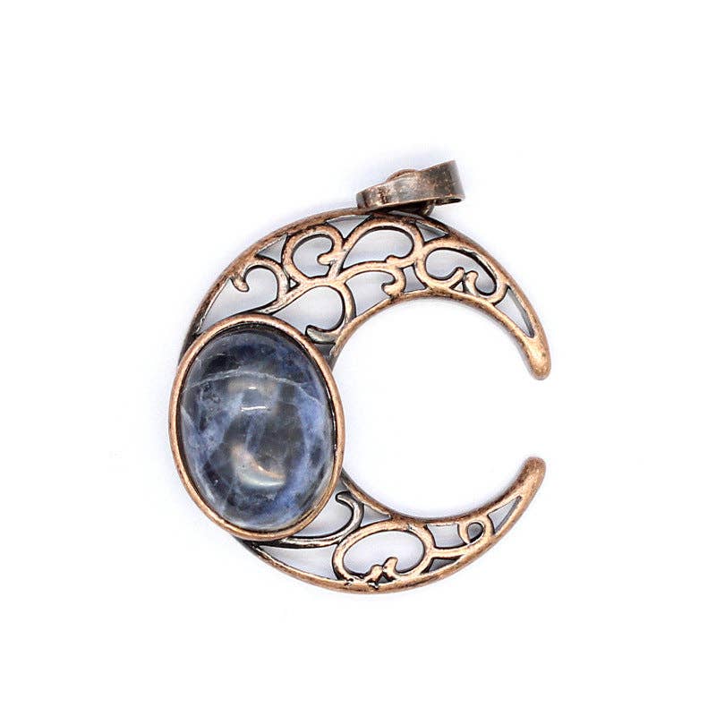 Natural Stone Hollow Moon Charm (Single Pendant) - CS/MS