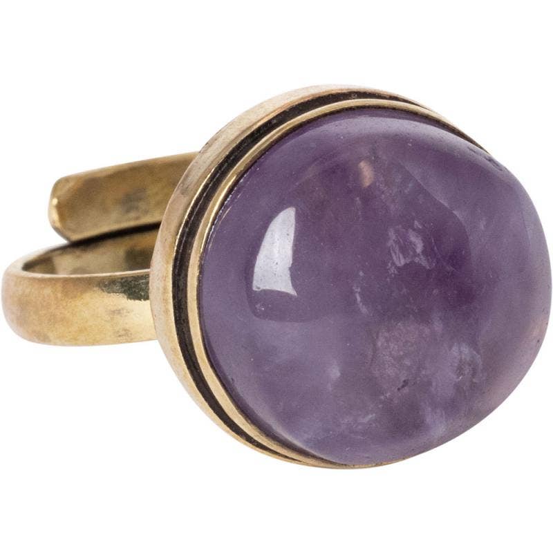 ADJUSTABLE GOLD TONE GEMSTONE RINGS