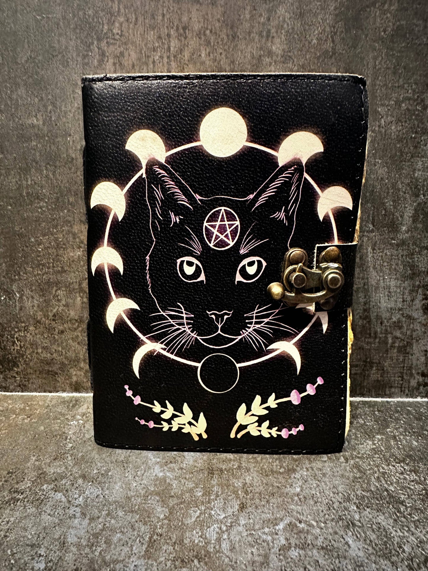 Wicca Cat Journal | Leather Journal | Blank Vintage Notebook