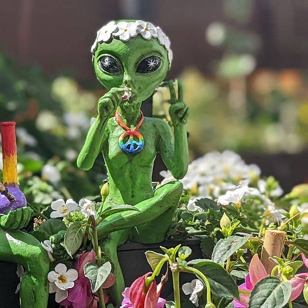 “Hippie and Stoner” 10 Inch H Alien Shelf Sitter Statues