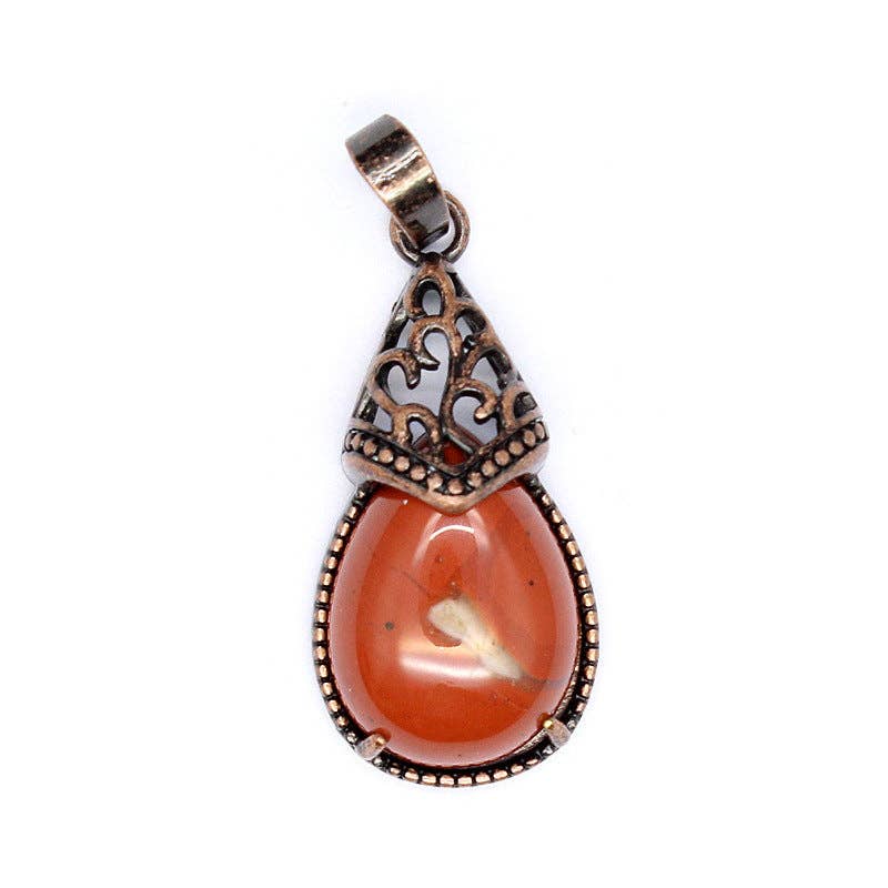 Drop-shaped Natural Stone Bronze Charms (Single Pendant) -CS