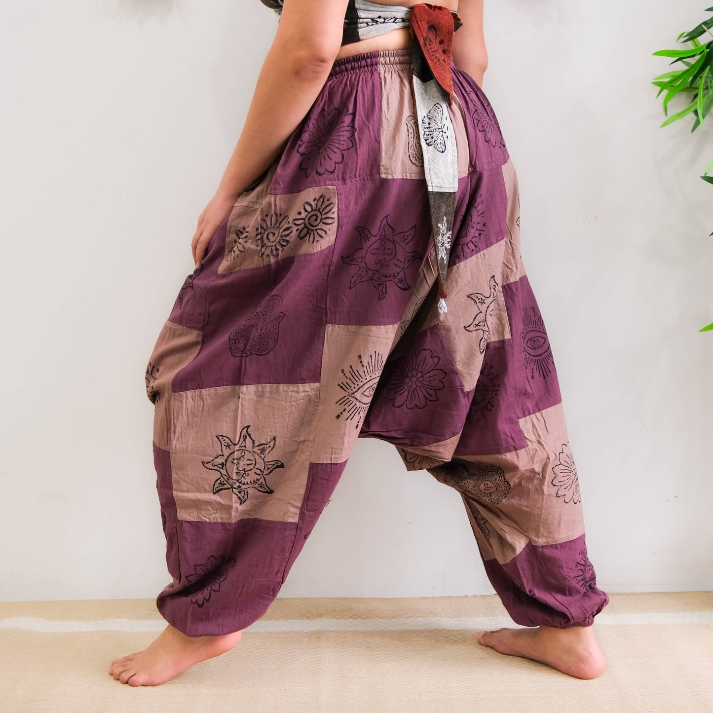 Patchwork Block Print Harem Pants (P39-U5G)