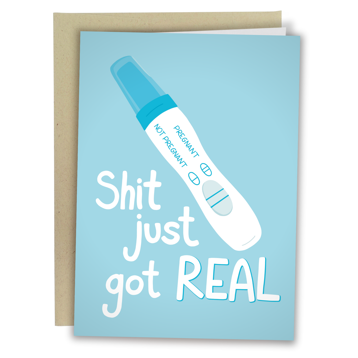 Shit Just Got Real | Funny Pregnancy Card