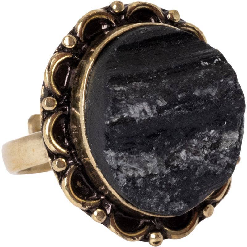 ADJUSTABLE GOLD TONE GEMSTONE RINGS