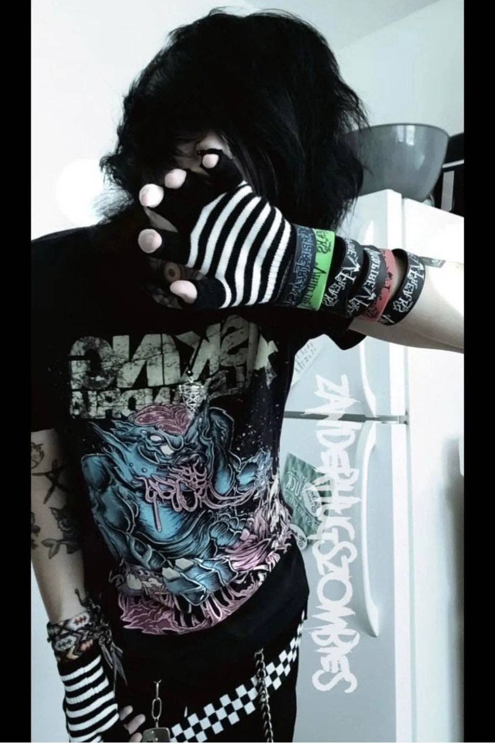 Striped Fingerless Gloves