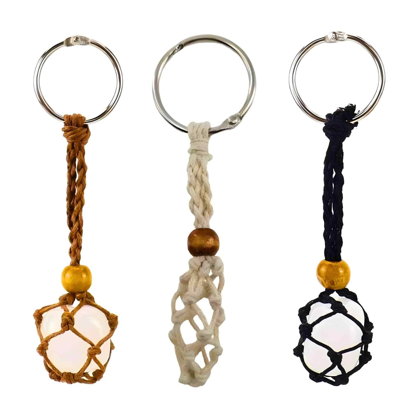 Adjustable Macrame Crystal Holder Keychain.