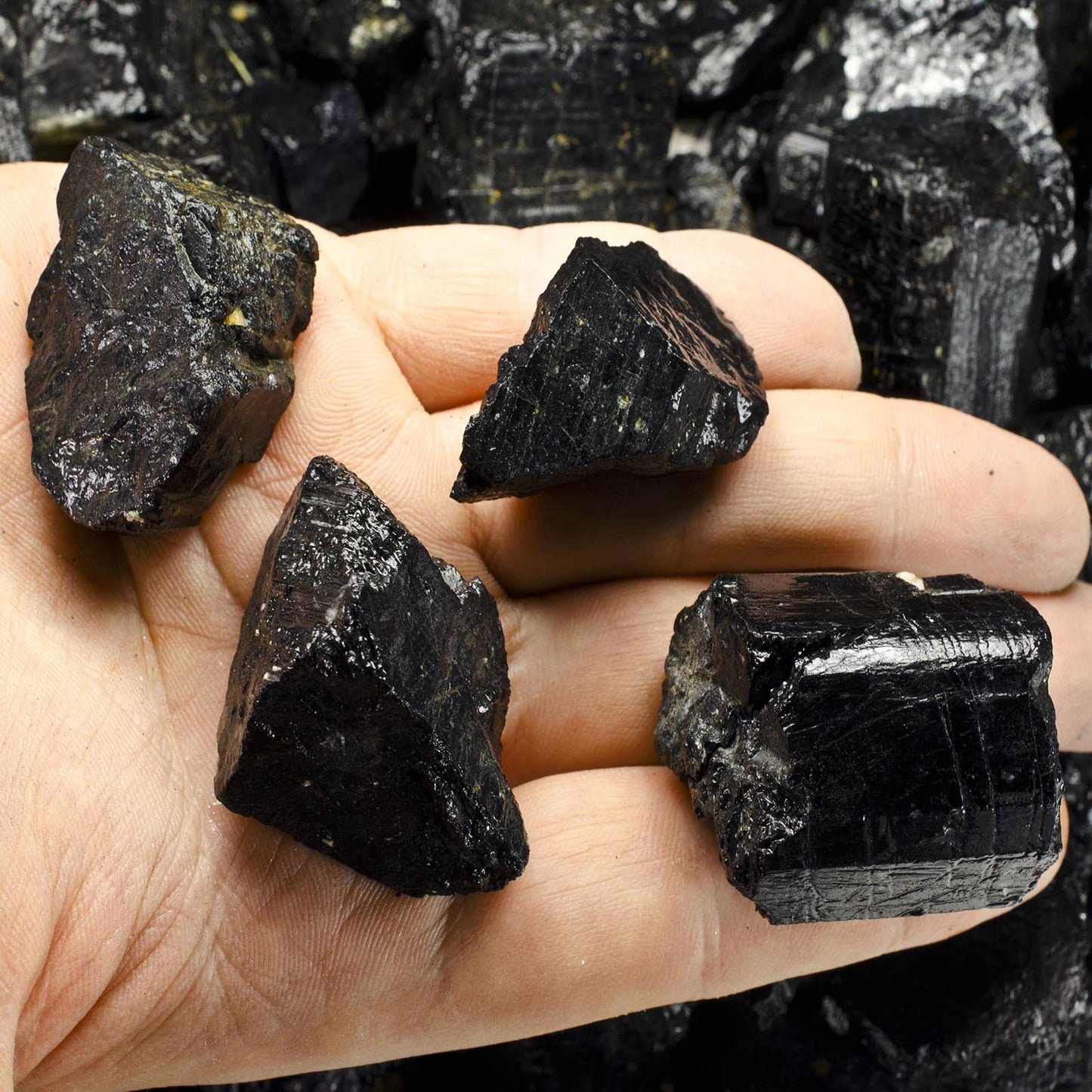 Rough Black Tourmaline - India - Raw Natural Stones (1 lb)