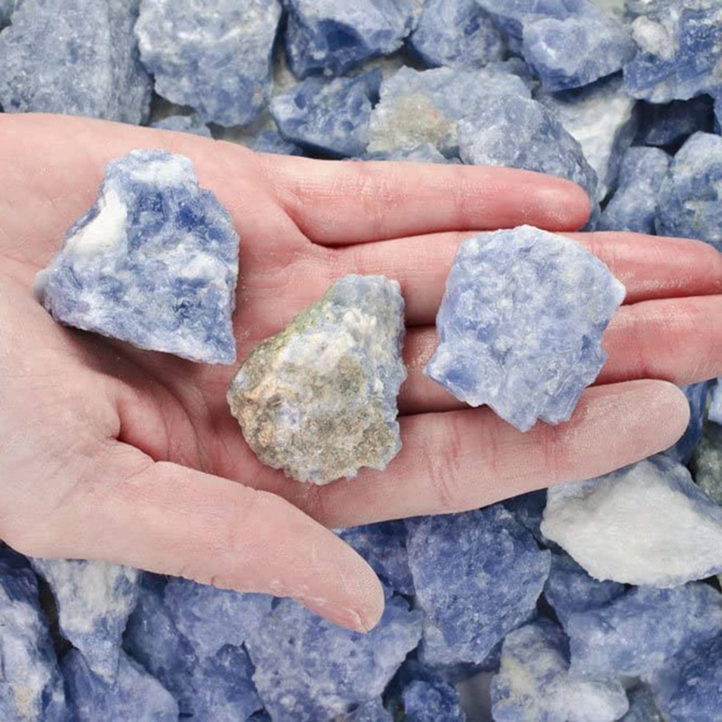 Rough Blue Calcite Crystals - Raw Natural Stones (1 lb)