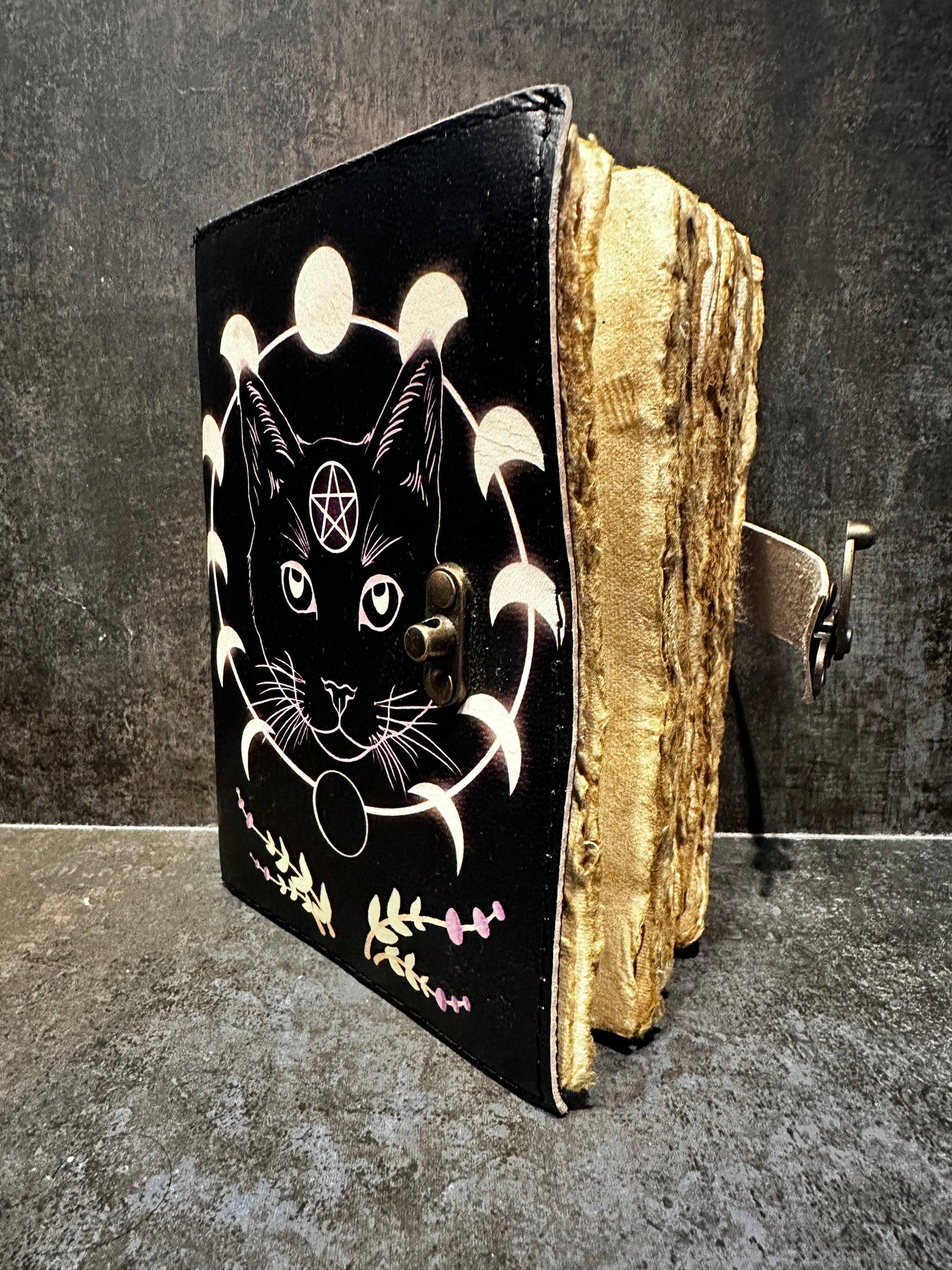 Wicca Cat Journal | Leather Journal | Blank Vintage Notebook