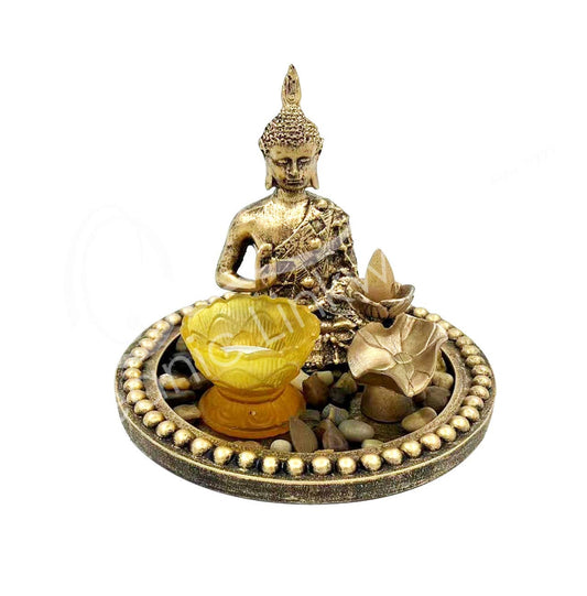 TEALIGHT HOLDER & CONE BURNER - BUDDHA 7.5"W X 7.5"D X 6.30"