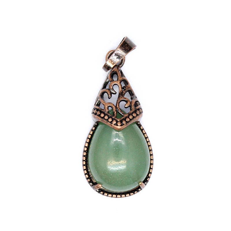 Drop-shaped Natural Stone Bronze Charms (Single Pendant) -CS
