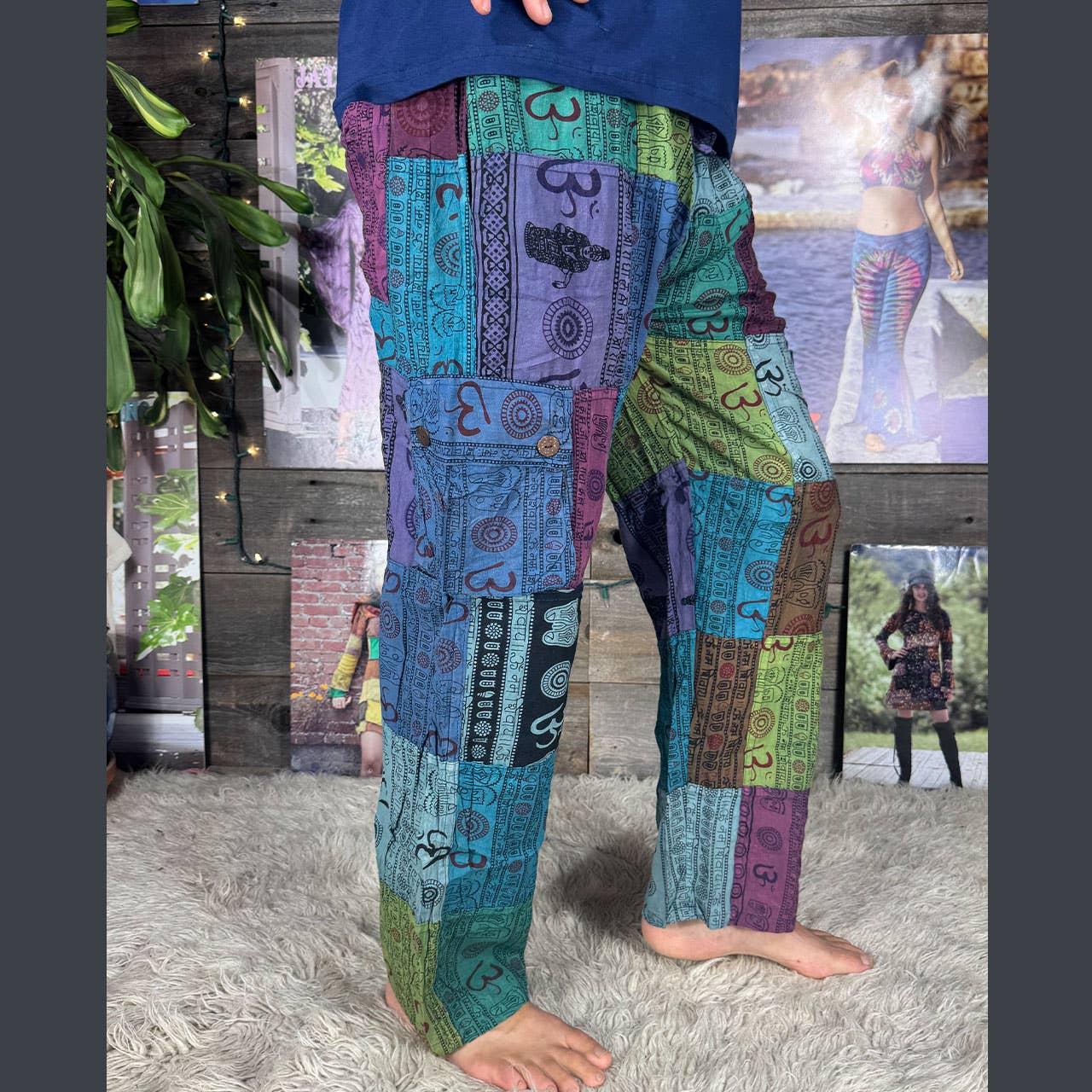 Cotton Stonewash Up-Cycle Patchwork Cargo Pants