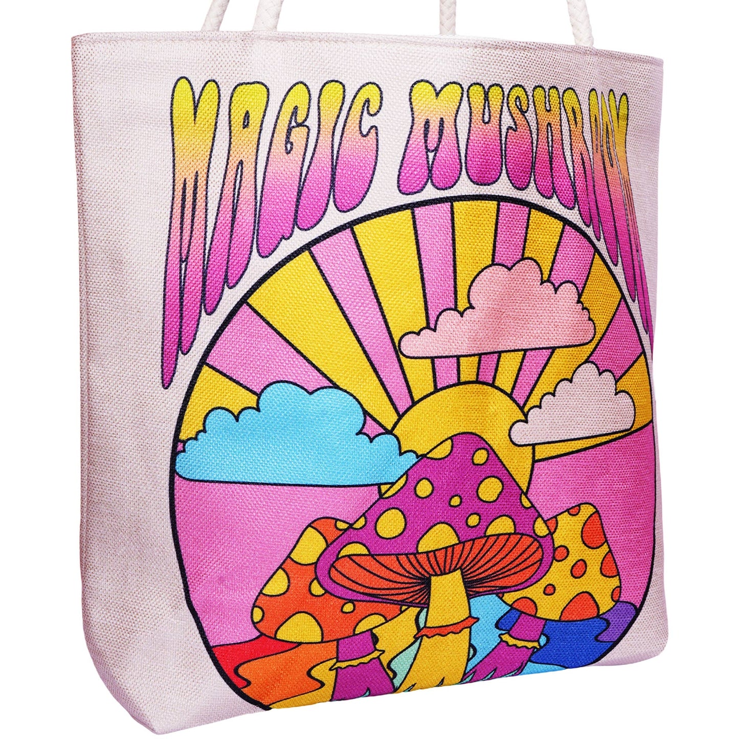 Magic Mushroom Techno Jute Tote Bag