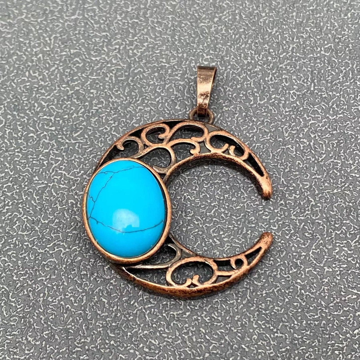 Natural Stone Hollow Moon Charm (Single Pendant) - CS/MS