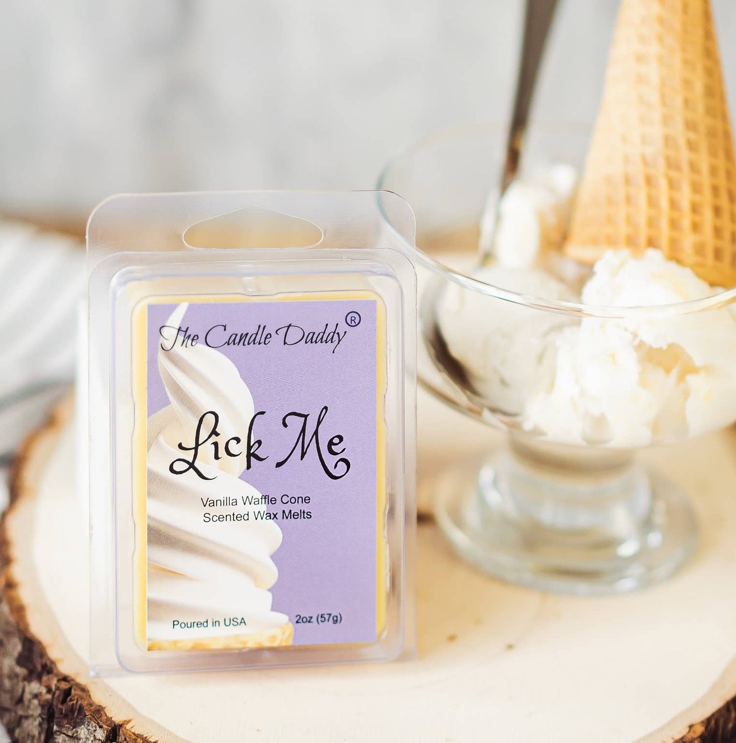 LICK ME - VANILLA WAFFLE CONE ICE CREAM SCENTED WAX MELT 2OZ