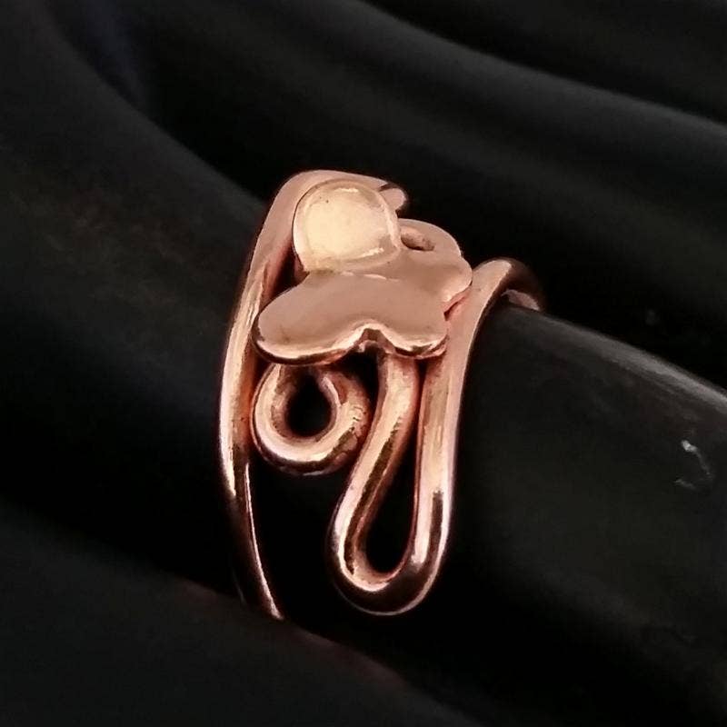Art Deco Adjustable Beach Toe Rings in Pure Healing Copper