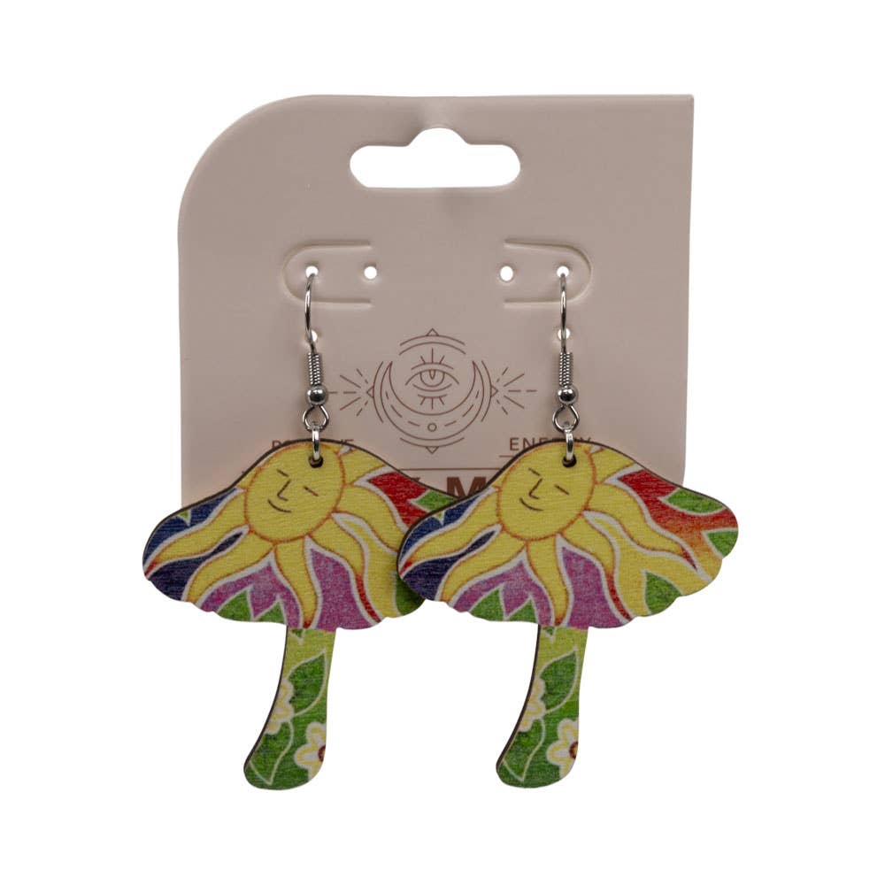 WOOD SUN MUSHROOMS EARRINGS