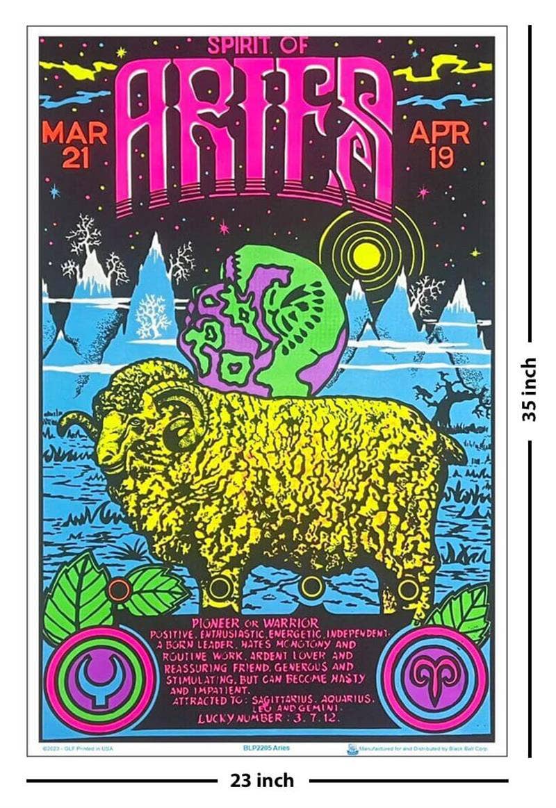 Aries Zodiac Sign Blacklight Poster 23" x 35"