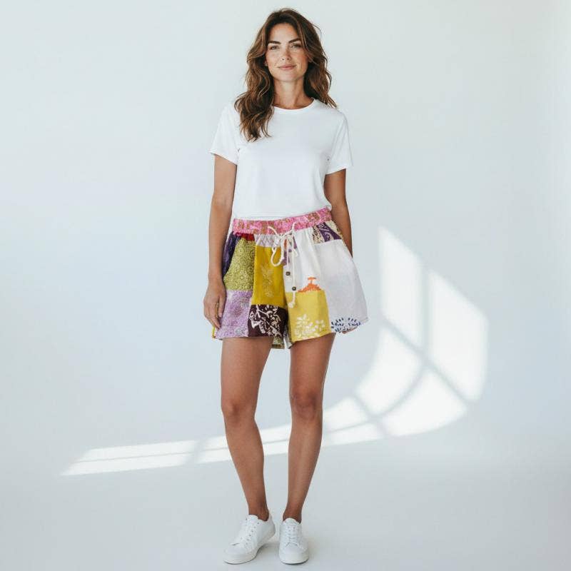 ASSORTED COTTON PATCHWORK SHORTS