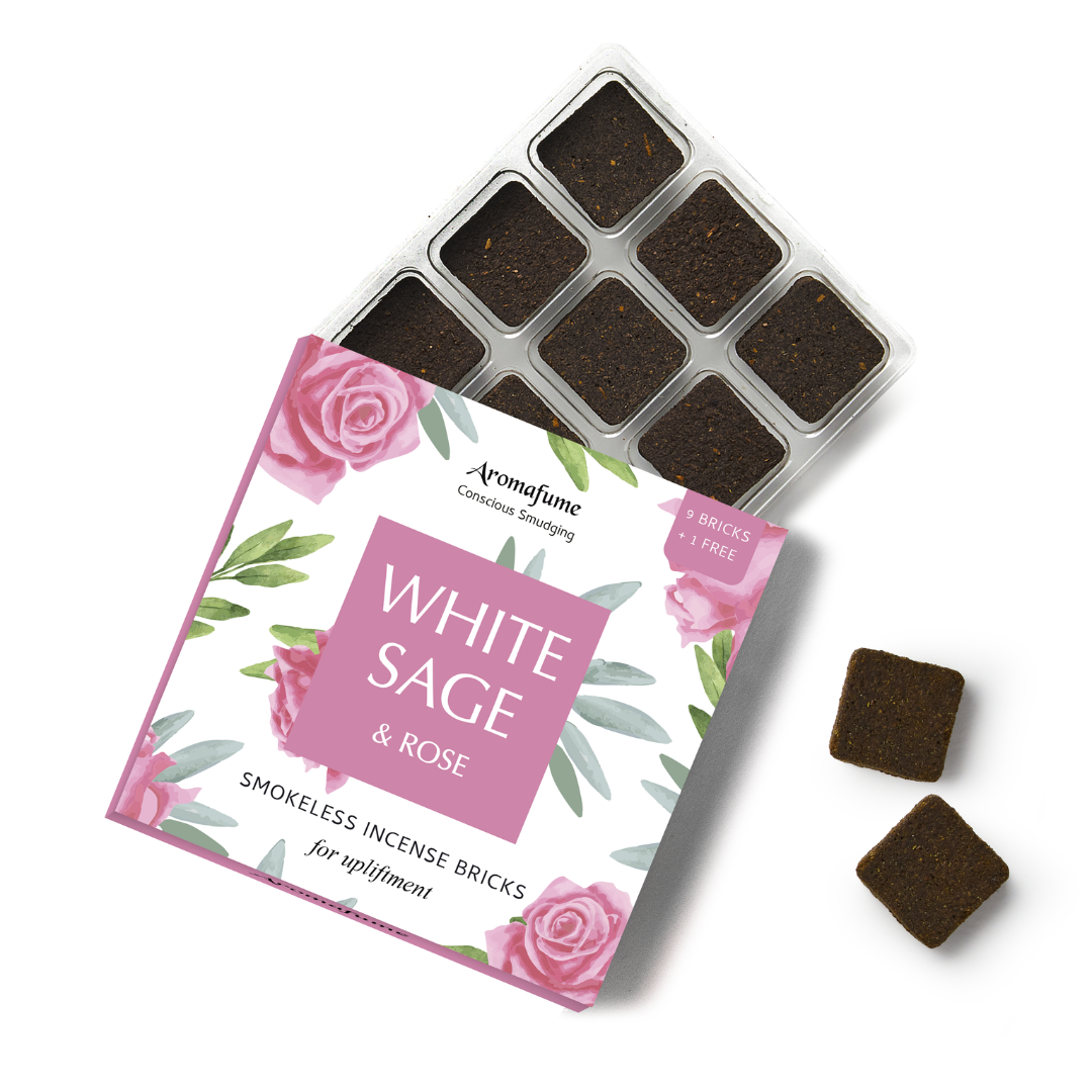 White Sage & Rose Incense Bricks | Smokeless Sage Incense