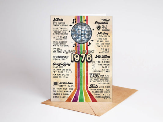 50th Birthday Card, Greeting Cards | 1976 Disco Era, display