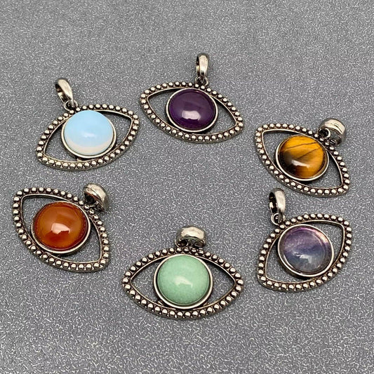 Vintage Natural Stone Evil Eye Charms (Single Pendant) - CS