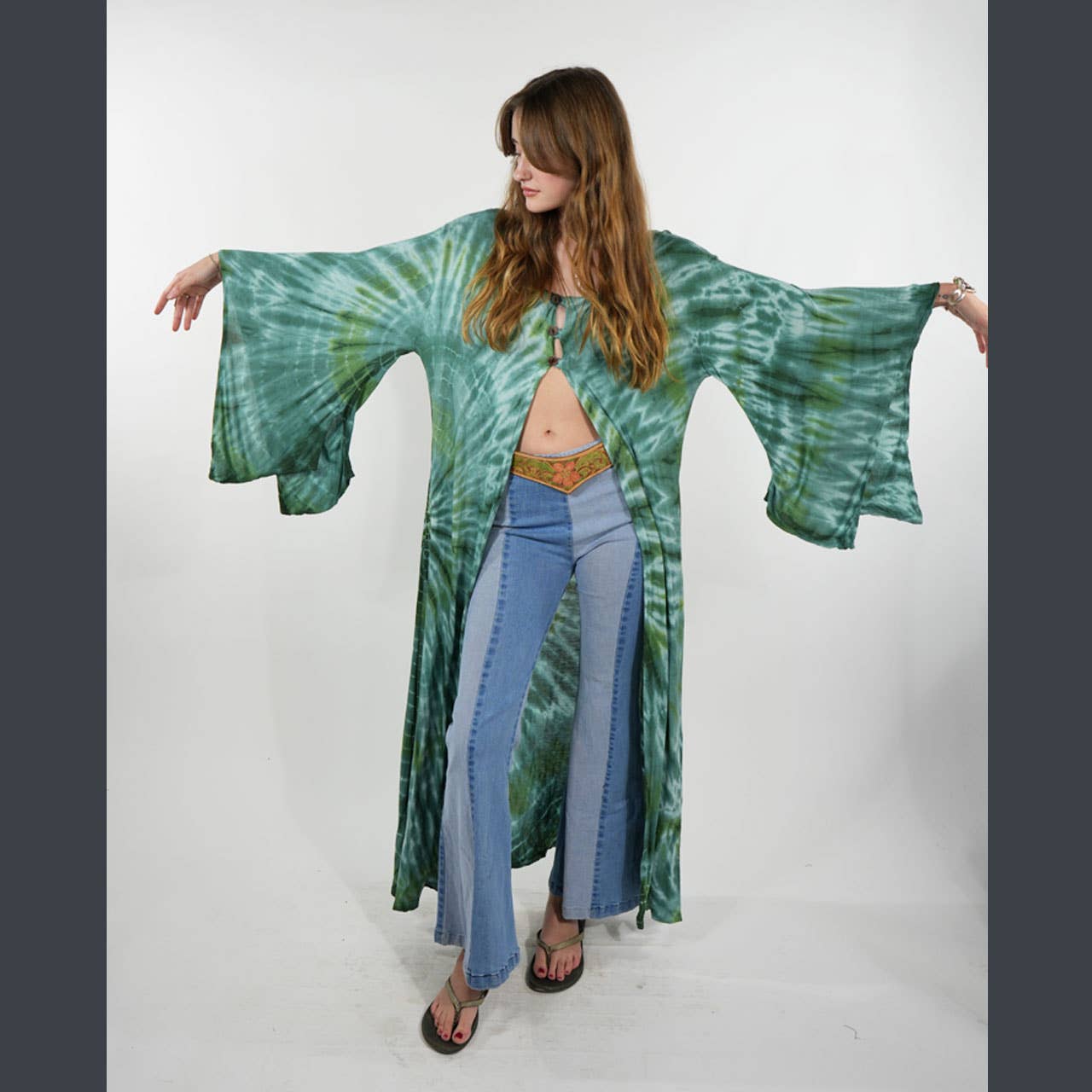 Boho Hippie Viscose Tie Dye Grateful Dead Duster