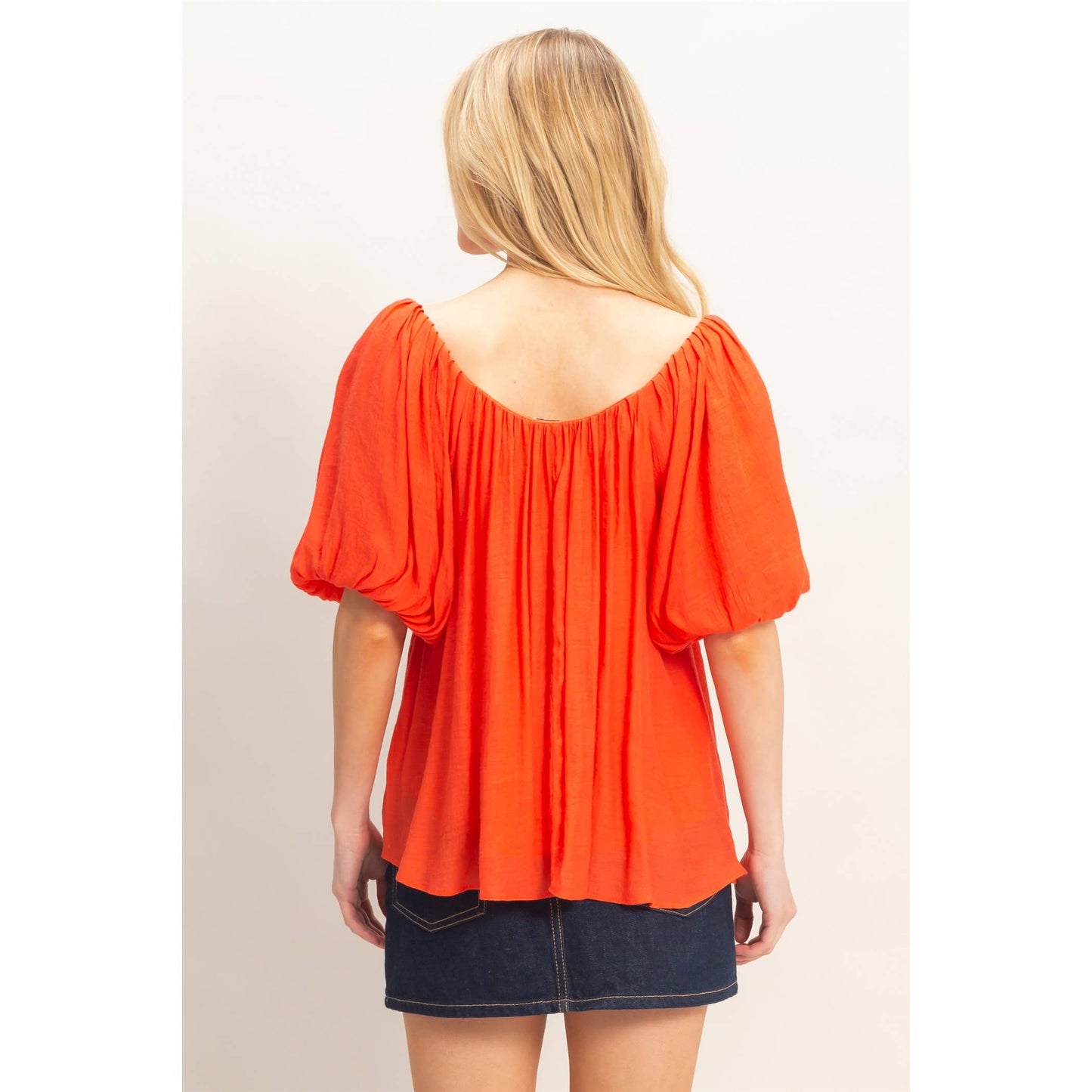 Gathered Puff Sleeve Blouse