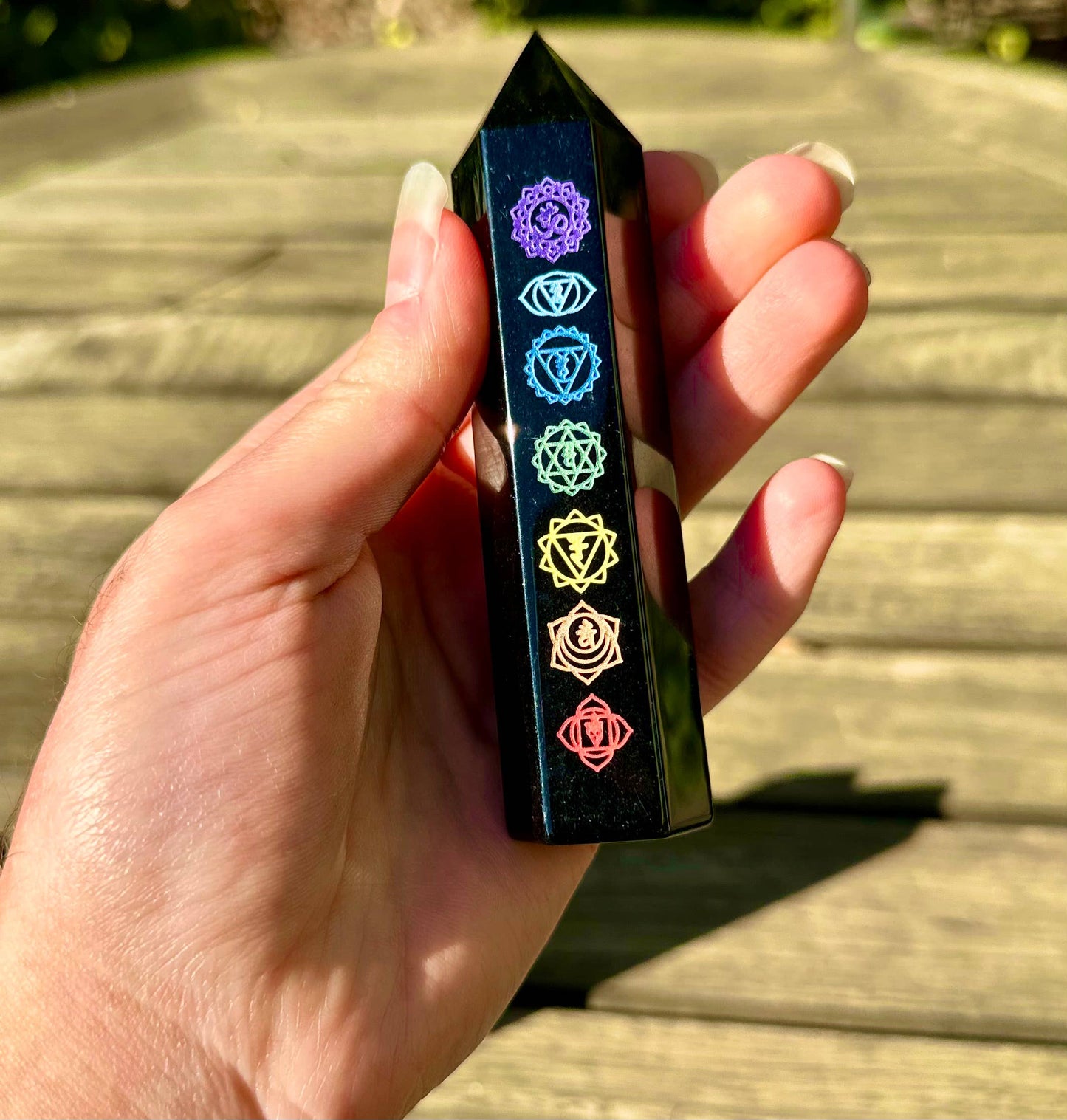 Natural Obsidian Chakra Obelisk Tower Point