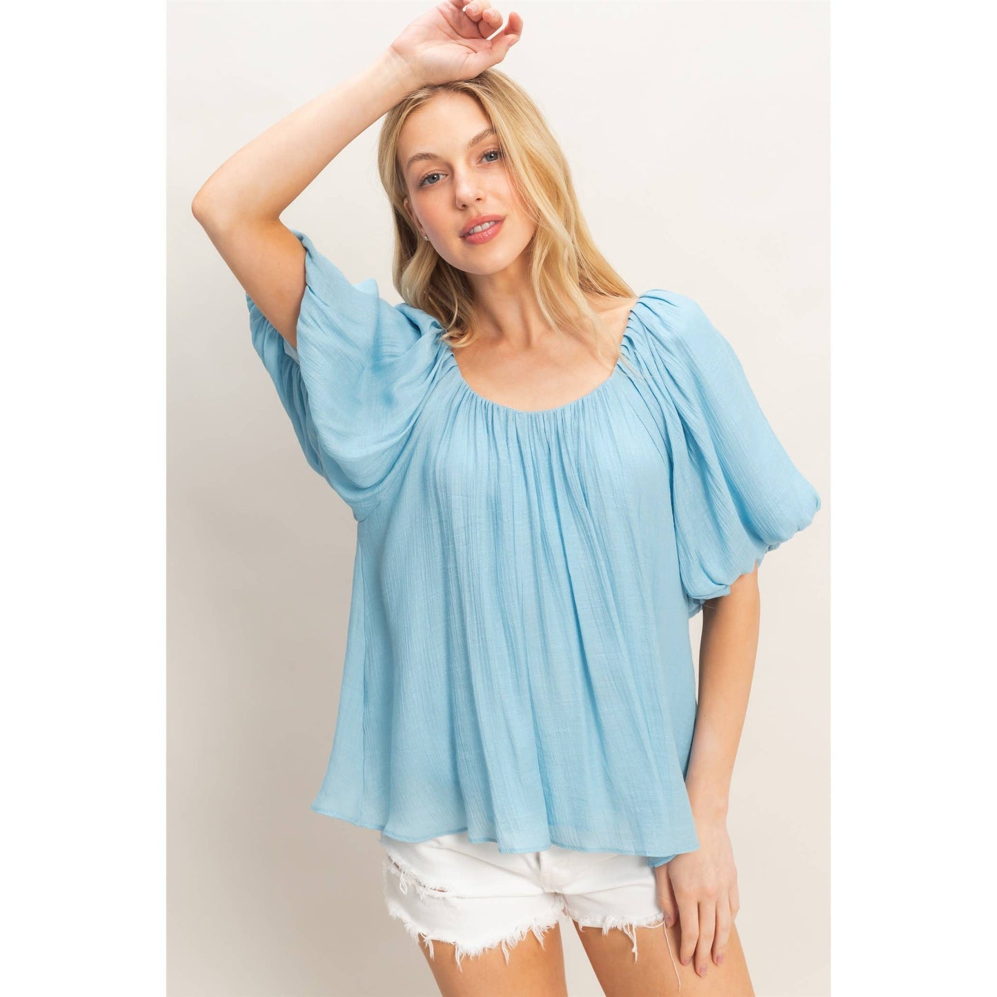 Gathered Puff Sleeve Blouse
