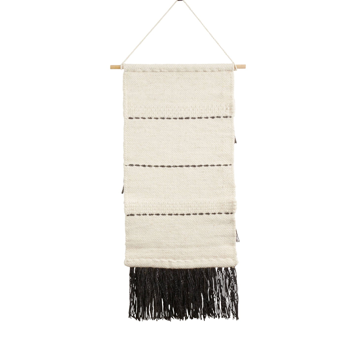 Textured Woven Wall Hanging With Fringe Layered Design