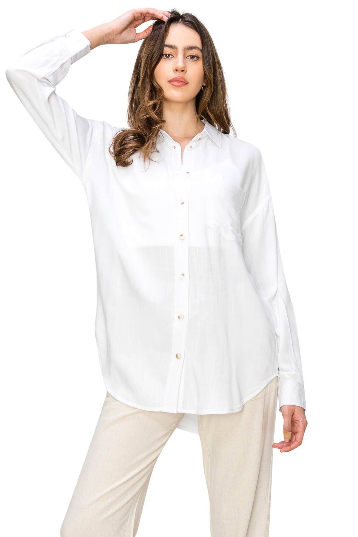 CALI1850 RELAXED LINEN BUTTON DOWN SHIRT (20728JLN486)