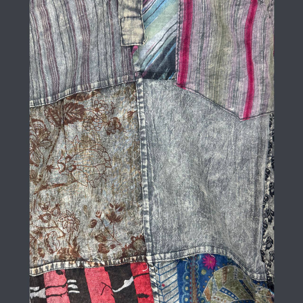 Jaypuri Patchwork Overdyed Cotton Men’s Hippie Shirt