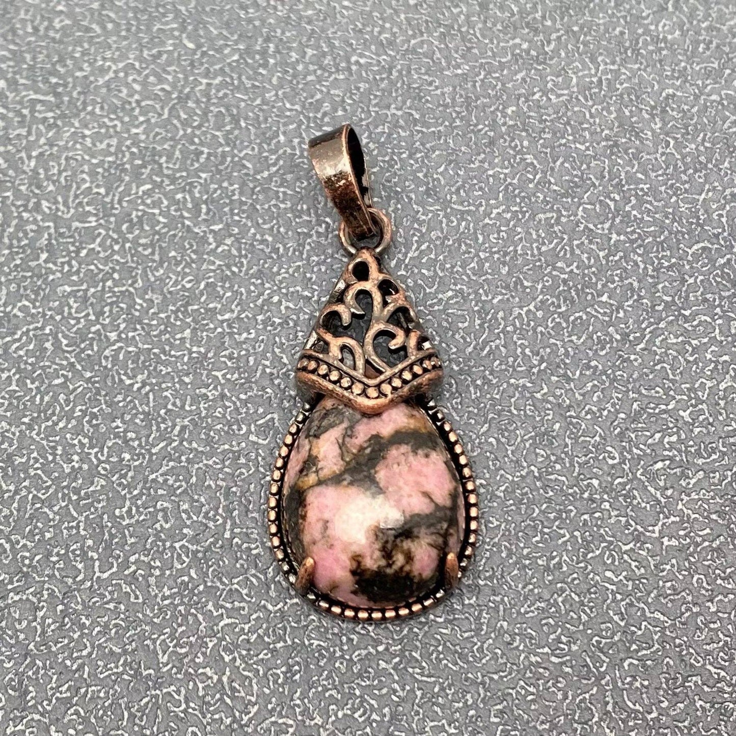 Drop-shaped Natural Stone Bronze Charms (Single Pendant) -CS